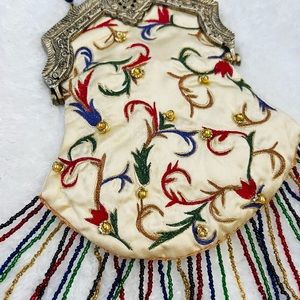 Silk embroidery flapper purse vintage